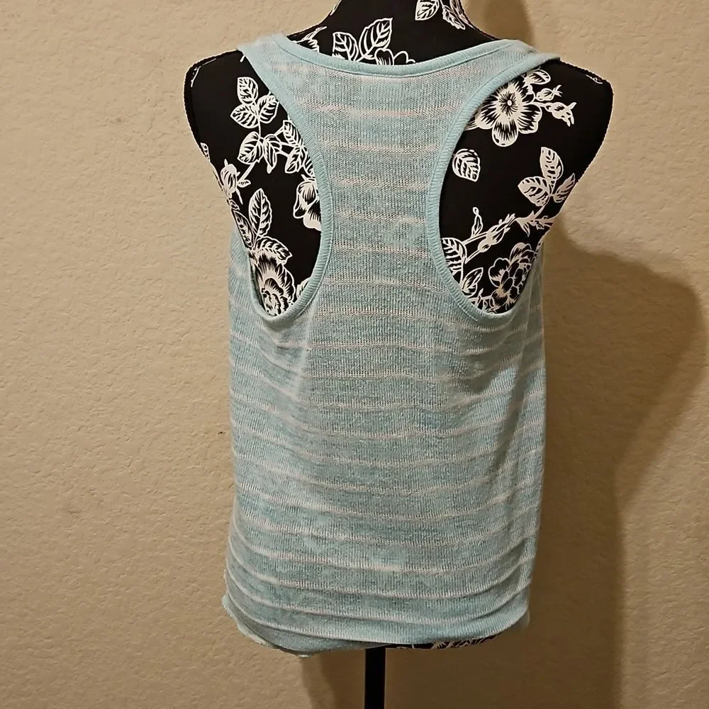 Disney 🦊 Mickey Mouse mint green & white striped tank top size M EUC